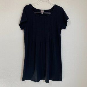 J Jill Pima Cotton Modal Short Sleeve Knit Dress Large Black